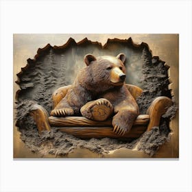 Captivating 3d Bear Artwork Design And Stunning Canvas Painting Canvas Print