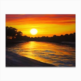 Sunset Over The River 1 Canvas Print