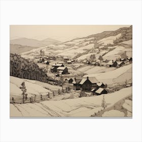 Vintage Winter Scene Canvas Print