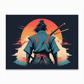 Anime Samurai Warrior Silhouette Canvas Print