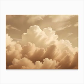 Close Up Image Of White Cumulus Clouds Against A Warm, Sepia Toned Sky Canvas Print