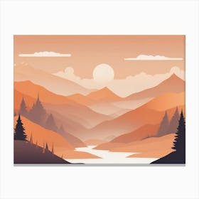 Misty mountains horizontal background in orange tone 62 Canvas Print
