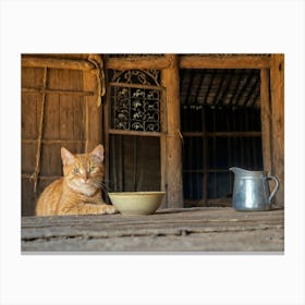 Cat In A Hut 2 Canvas Print