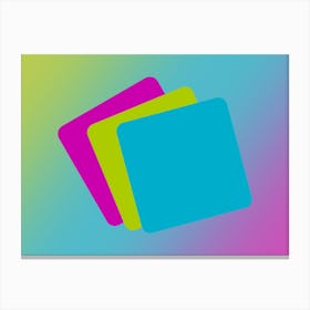 Violet And Lime Green And Blue Rectangles Canvas Print