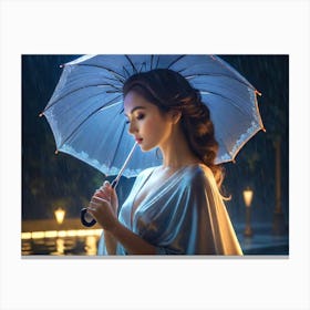 Beautiful Woman In The Rain Canvas Print