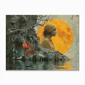 The Rebuff: Ornate Illusion in Contemporary Collage. Woman In The Moonlight Canvas Print