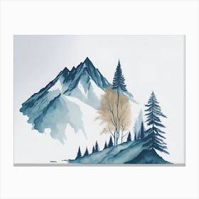 Mountain And Forest In Minimalist Watercolor Horizontal Composition 307 Canvas Print