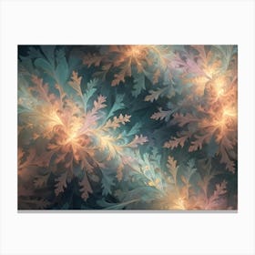 Intricate Fractal Art Resembling Delicate Flowers Or Snowflakes In Pastel Shades Of Blue, Pink, Orange, And Yellow Canvas Print