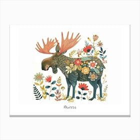 Little Floral Moose 2 Poster Canvas Print