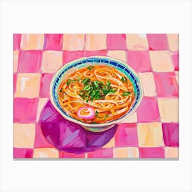 Pho Soup Pink Checkerboard 4 Canvas Print