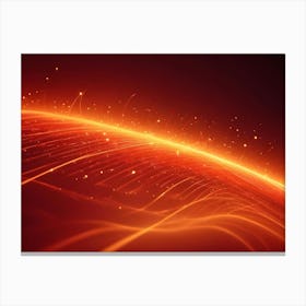 Abstract Digital Image Of Glowing Orange Lines Forming A Wavy Pattern On A Dark Red Background With Sparkling Particles Canvas Print