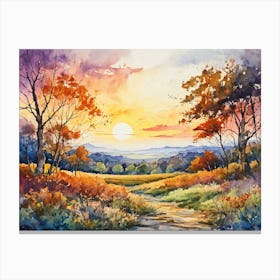 Tranquil Watercolor Landscape Canvas Print