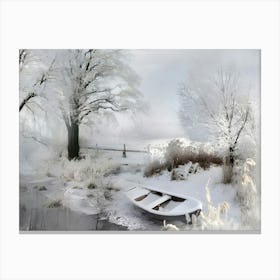 Boat In The Snow Canvas Print