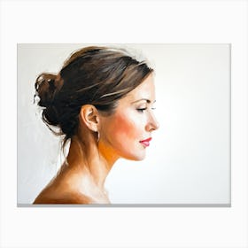 Side Profile Of Beautiful Woman Oil Painting 28 Canvas Print