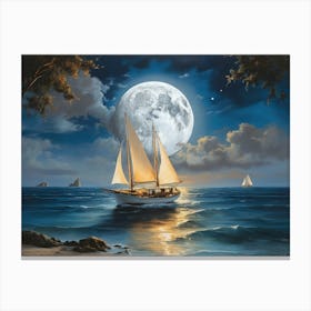 Sailboat At Night Canvas Print