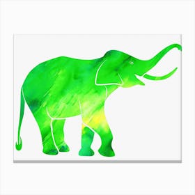 Animal Negative Space ― Elephant Green Background Canvas Print