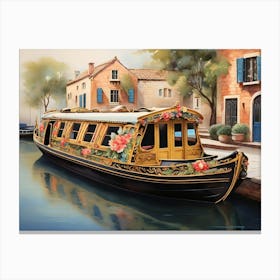 Default A Whimsically Weathered Tole Design Adorning A Canal B 1 Canvas Print