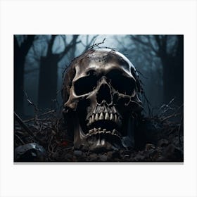 Skull In The Woods Canvas Print