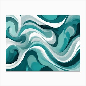 Abstract Swirling Pattern In Teal And White Canvas Print