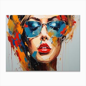 Abstract Of A Woman With Sunglasses Canvas Print