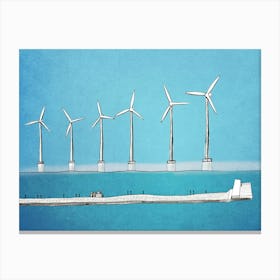 Wind Turbines In The Ocean Canvas Print