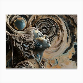 Woman thinking about the universe, art print Canvas Print