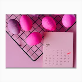 Calendar With Pink Eggs Canvas Print