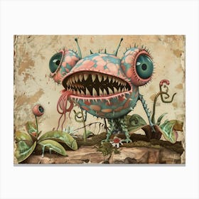 Alien monster carnivorous plant vintage illustration Canvas Print