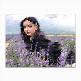 Girl In A Lavender Field Canvas Print