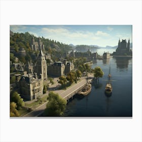 City With A Castle 1 Canvas Print