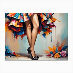 Woman In A Colorful Dress Canvas Print