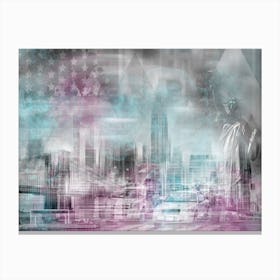 City Shapes Manhattan Collage Canvas Print