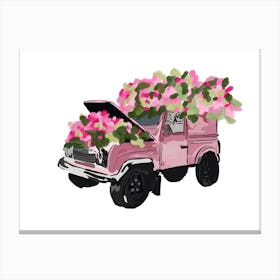 Pink flower jeep Canvas Print