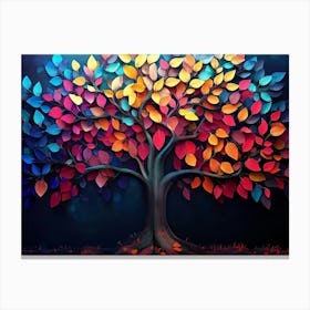 Elegant Colorful Tree With Vibrant Leaves Hanging Branches 13 Canvas Print