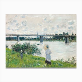 The Promenade With The Railroad Bridge, Argenteuil (1874), Claude Monet Canvas Print
