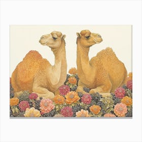 Floral Animal Illustration Camel 3 Canvas Print