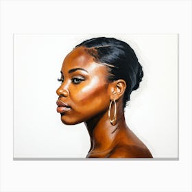 Side Profile Of Beautiful Woman Oil Painting 121 Canvas Print