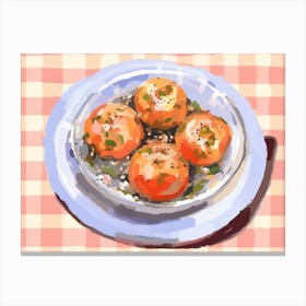 A Plate Of Stuffed Peppers, Top View Food Illustration, Landscape 3 Canvas Print