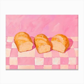 Bread Pink Checkerboard 3 Canvas Print