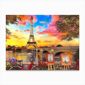 Paris At Sunset Canvas Print