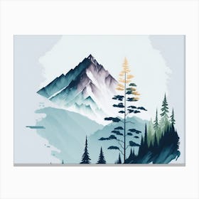 Mountain And Forest In Minimalist Watercolor Horizontal Composition 148 Canvas Print