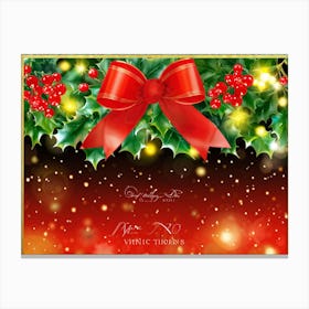 A Festive Christmas Greeting Symbolically Displayed Featuring Holly Fresh And Fiery Red Leaves Br (6) Canvas Print