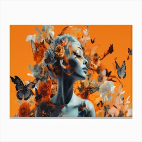 Woman With Butterflies Canvas Print