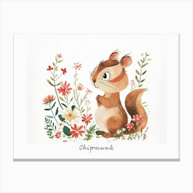 Little Floral Chipmunk 4 Poster Canvas Print