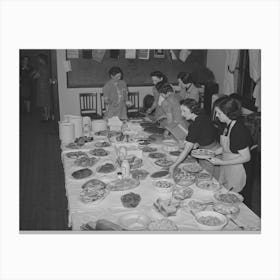 Arranging Food On Table At Buffet Supper Of The Jaycees At Eufaula, Oklahoma See General Caption Number 25 By 1 Canvas Print