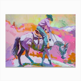 Neon Cowboy In Rocky Mountains 3 Painting Canvas Print