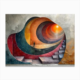 Spiral Staircase, Cubism Canvas Print
