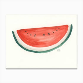Minimal Red Watermelon Slice - minimasllit illustration kitchen food still life Canvas Print