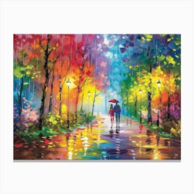 Couple Walking In The Rain 10 Canvas Print