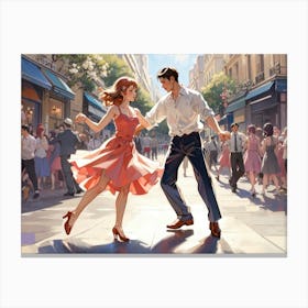 Couple Dancing In Paris 1 Canvas Print
